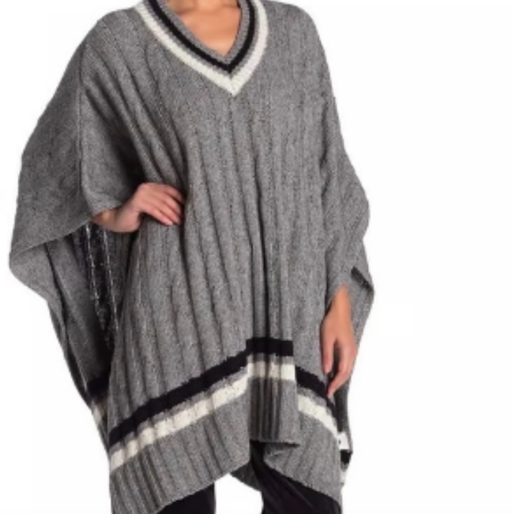 UGG Gray V-Neck Poncho Sweater